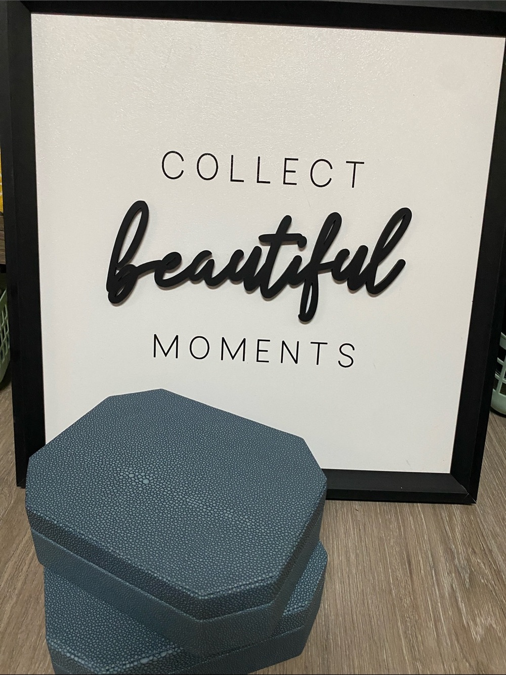 Blue Textured Octagonal Jewelry Box Set - Unbranded